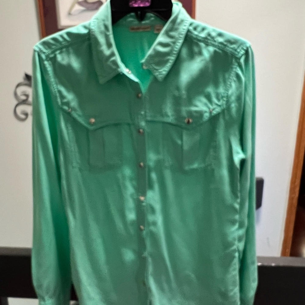 Holding Horses Mint Green Collared Shirt Snap Buttons #206 - Picture 5 of 6